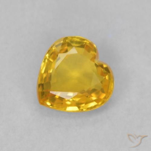 0.48 ct Golden Sapphire Gemstone, Sapphire Gem in Heart Facet Shape for Sale.