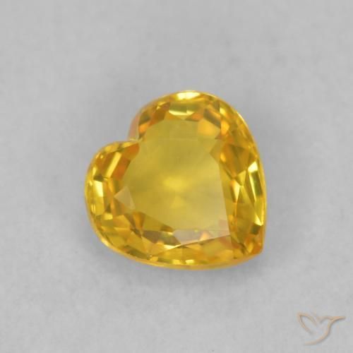 0.48 ct Golden Sapphire Stone, Natural Sapphire in Heart Facet Shape for Sale