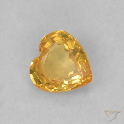 0.46 ct Golden Sapphire Stone, Natural Sapphire in Heart Facet Shape for Sale