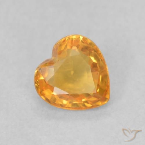 0.45 ct Orange Sapphire Stone, Natural Sapphire in Heart Facet Shape for Sale