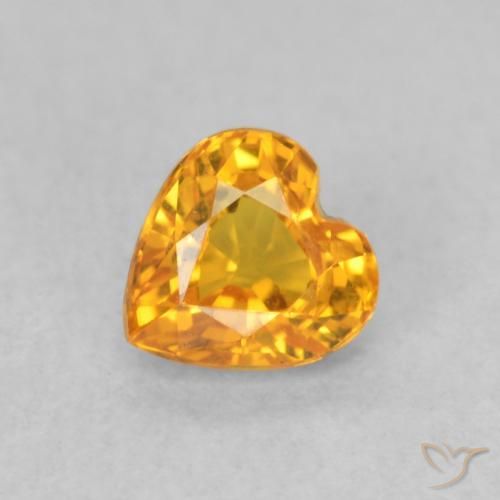 0.55 ct Orange Sapphire Gemstone, Sapphire Gem in Heart Facet Shape for Sale.