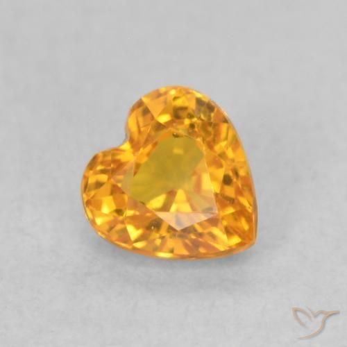0.55 ct Orange Sapphire Stone, Natural Sapphire in Heart Facet Shape for Sale