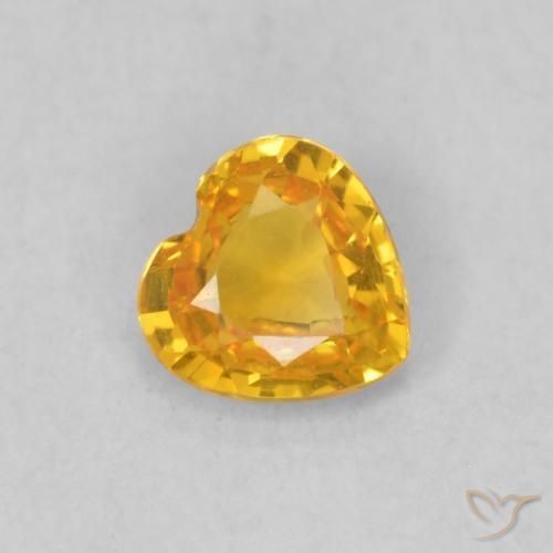0.39 ct Golden Sapphire Stone, Natural Sapphire in Heart Facet Shape for Sale