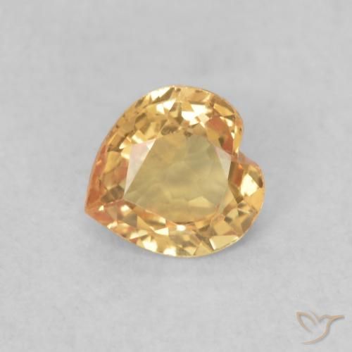 0.41 ct Golden Sapphire Stone, Natural Sapphire in Heart Facet Shape for Sale