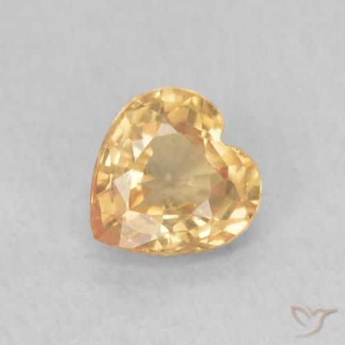 0.44 ct Golden Sapphire Stone, Natural Sapphire in Heart Facet Shape for Sale