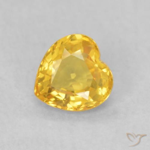 0.44ct Natural Medium Golden Sapphire, Heart, VVS-VS, Photo A