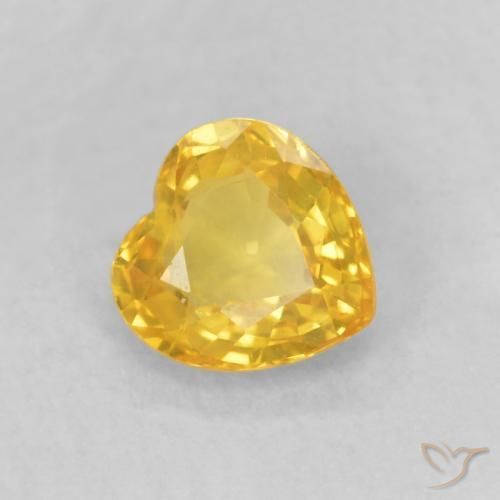 0.44 ct Golden Sapphire Stone, Natural Sapphire in Heart Facet Shape for Sale