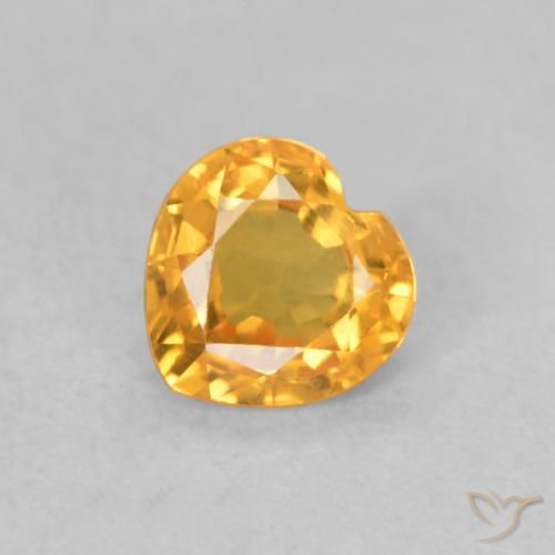 0.40ct Natural Orange-Gold Sapphire, Heart, VVS-VS