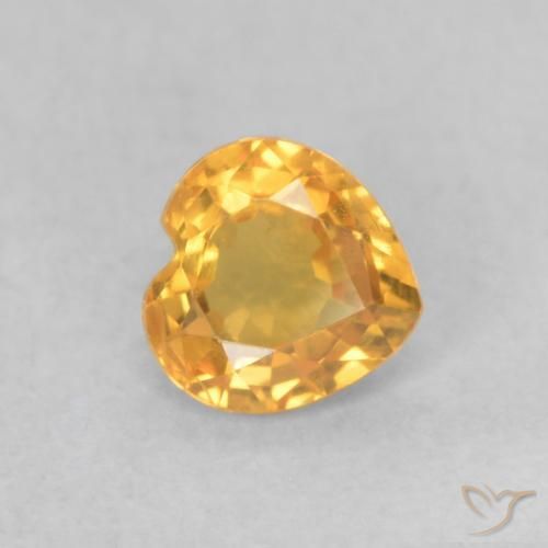 0.40 ct Golden Sapphire Stone, Natural Sapphire in Heart Facet Shape for Sale