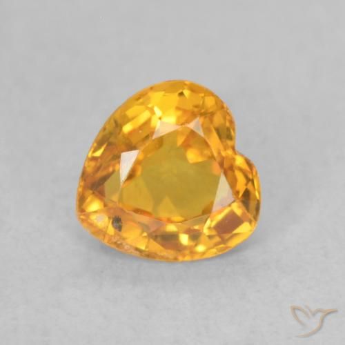 0.51 ct Golden Sapphire Stone, Natural Sapphire in Heart Facet Shape for Sale