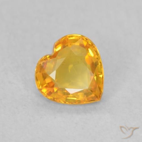 0.40ct Natural Orange-Gold Sapphire, Heart, VVS-VS