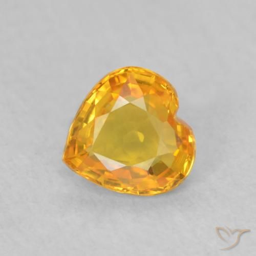 0.40 ct Golden Sapphire Stone, Natural Sapphire in Heart Facet Shape for Sale
