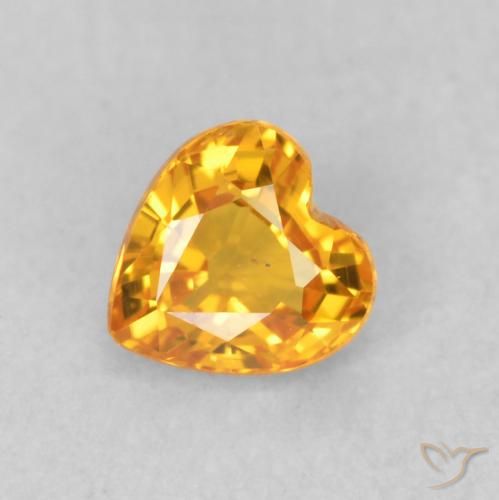0.48ct Natural Orange-Gold Sapphire, Heart, VS