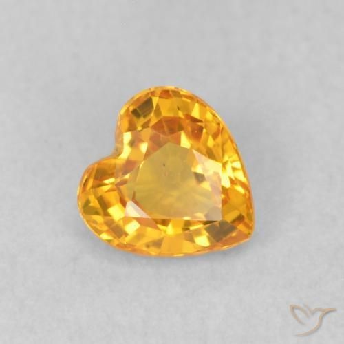 0.48 ct Golden Sapphire Stone, Natural Sapphire in Heart Facet Shape for Sale