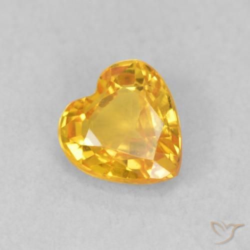 0.43 ct Golden Sapphire Stone, Natural Sapphire in Heart Facet Shape for Sale