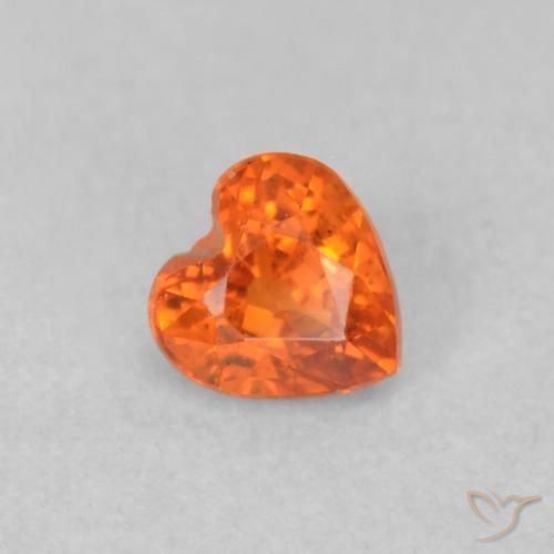 0.36ct Natural Amber Orange Sapphire, Heart, VS