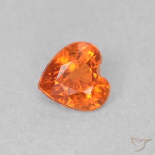 0.36 ct Orange Sapphire Stone, Natural Sapphire in Heart Facet Shape for Sale