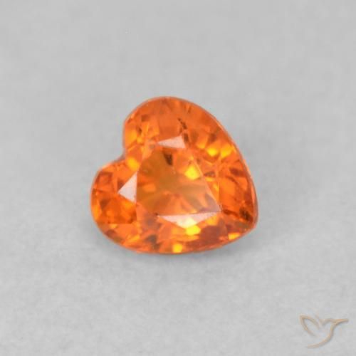 0.39 ct Orange Sapphire Stone, Natural Sapphire in Heart Facet Shape for Sale