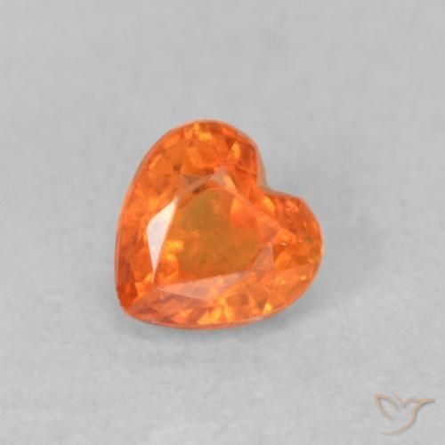 0.42ct Natural Bright Orange Sapphire, Heart, VS
