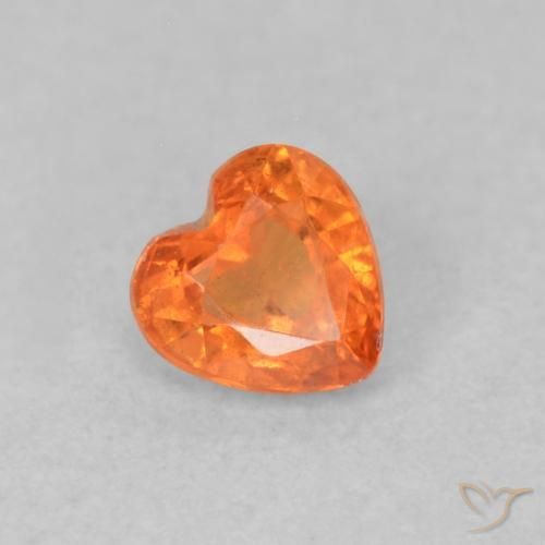 0.42 ct Orange Sapphire Stone, Natural Sapphire in Heart Facet Shape for Sale