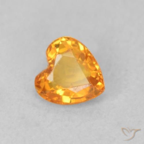 0.39 ct Orange Sapphire Stone, Natural Sapphire in Heart Facet Shape for Sale