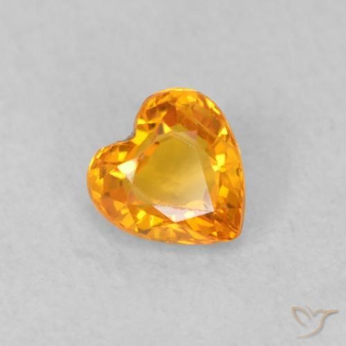 0.35 ct Orange Sapphire Stone, Natural Sapphire in Heart Facet Shape for Sale
