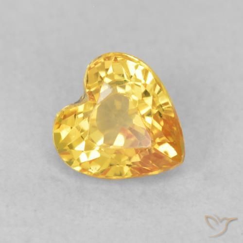 0.62 ct Golden Sapphire Stone, Natural Sapphire in Heart Facet Shape for Sale