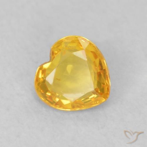 0.46 ct Golden Sapphire Stone, Natural Sapphire in Heart Facet Shape for Sale