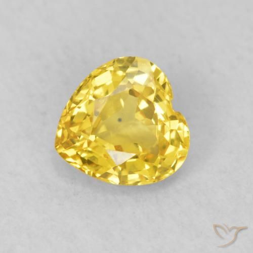 0.48ct Natural Medium Yellow Sapphire, Heart, VS