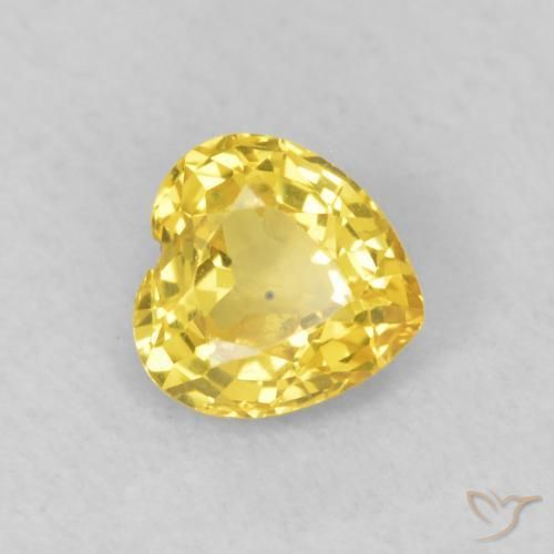 0.48 ct Yellow Sapphire Stone, Natural Sapphire in Heart Facet Shape for Sale