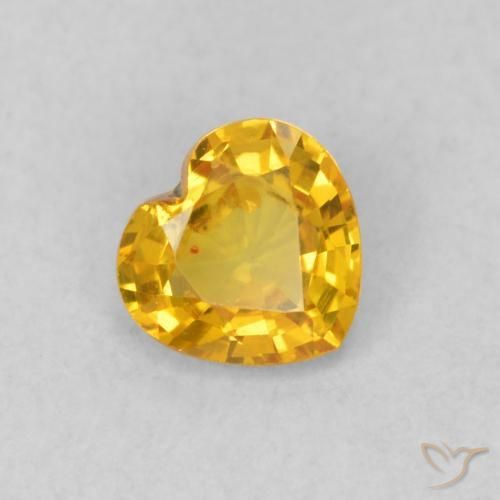0.41 ct Golden Sapphire Stone, Natural Sapphire in Heart Facet Shape for Sale