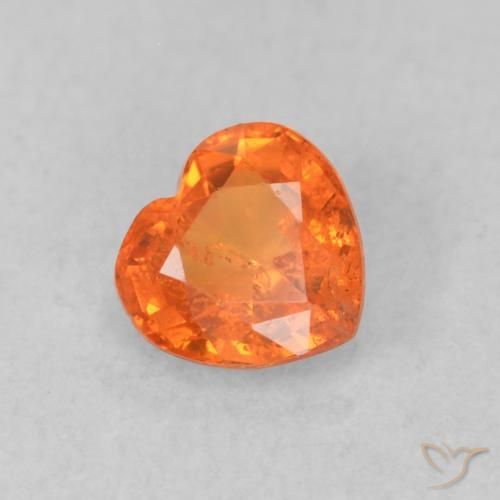 0.48 ct Orange Sapphire Stone, Natural Sapphire in Heart Facet Shape for Sale