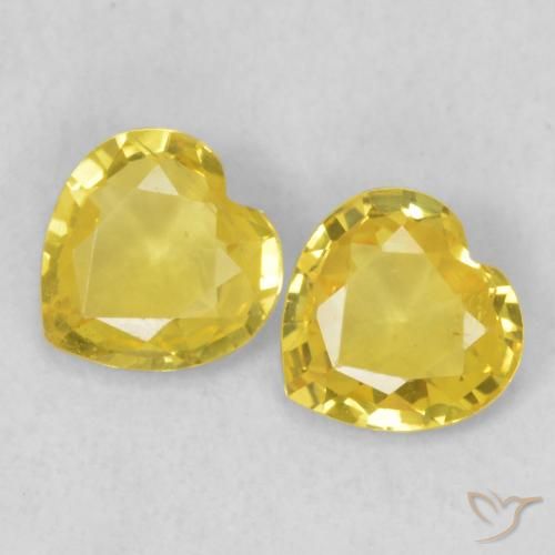 0.66 ctw Yellow Sapphire Stones, Natural Sapphire in Heart Facet Shape for Sale