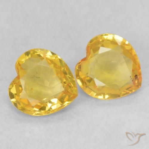 0.84 ctw Golden Sapphire Stones, Natural Sapphire in Heart Facet Shape for Sale