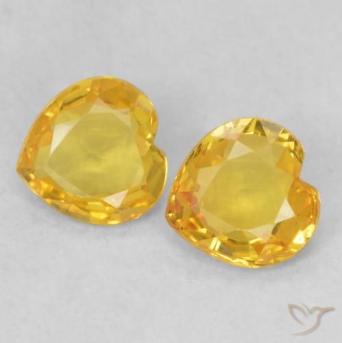 0.78 ctw Golden Sapphire Stones, Natural Sapphire in Heart Facet Shape for Sale