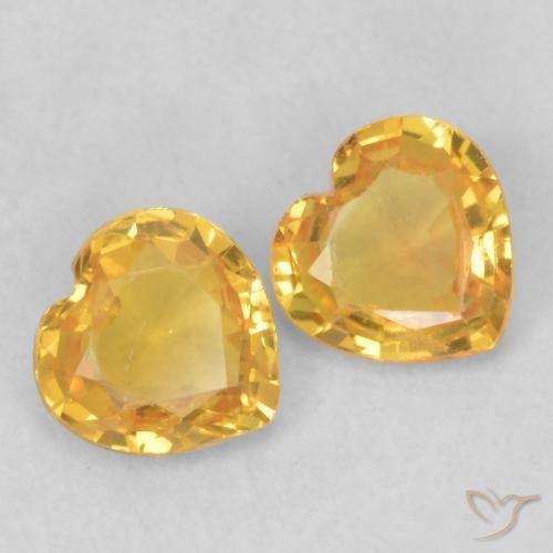 0.70 ctw Golden Sapphire Stones, Natural Sapphire in Heart Facet Shape for Sale