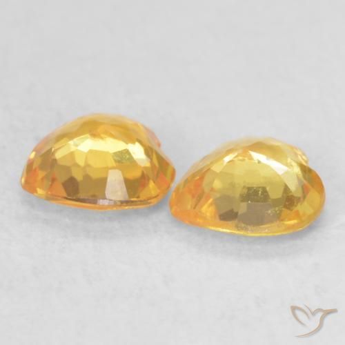 Sapphire Gemstones in 4.5 x 4.4 mm Size for Sale, Sapphire Stones in Golden Orange Color
