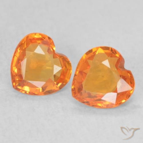 0.76ctw Natural Bright Orange Sapphire, Heart, VVS-VS
