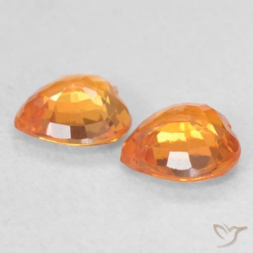 Sapphire Gemstones in 4.6 x 4.4 mm Size for Sale, Sapphire Stones in Bright Orange Color