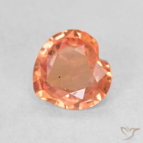 0.41ct Natural Bright Orange Red Sapphire, Heart, VVS