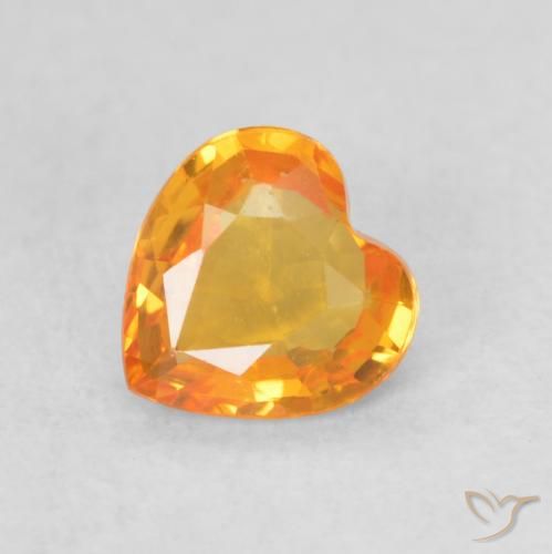 0.41ct Natural Gold Sapphire, Heart, VVS-VS