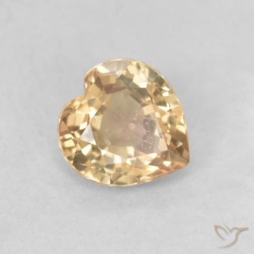 0.39 ct Golden Sapphire Stone, Natural Sapphire in Heart Facet Shape for Sale