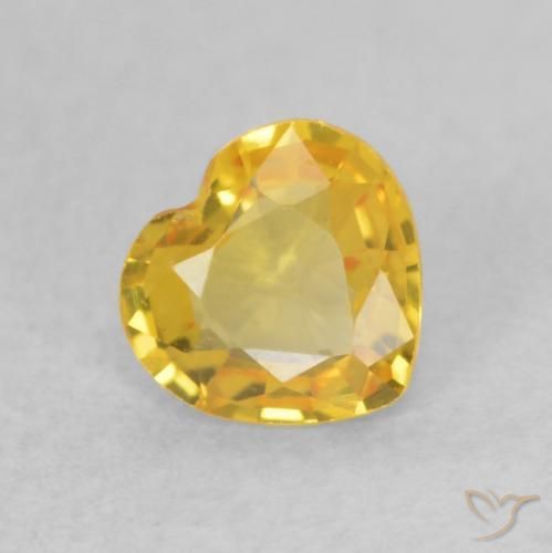 0.39 ct Golden Sapphire Stone, Natural Sapphire in Heart Facet Shape for Sale