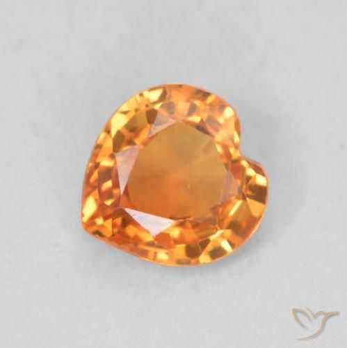0.40ct Natural Medium Orange Sapphire, Heart, VVS-VS