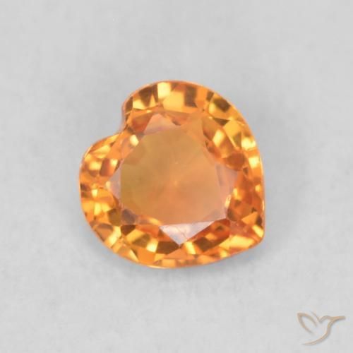 0.40 ct Orange Sapphire Stone, Natural Sapphire in Heart Facet Shape for Sale