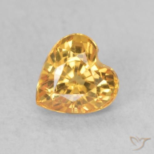 0.53ct Natural Orange-Gold Sapphire, Heart, VVS-VS
