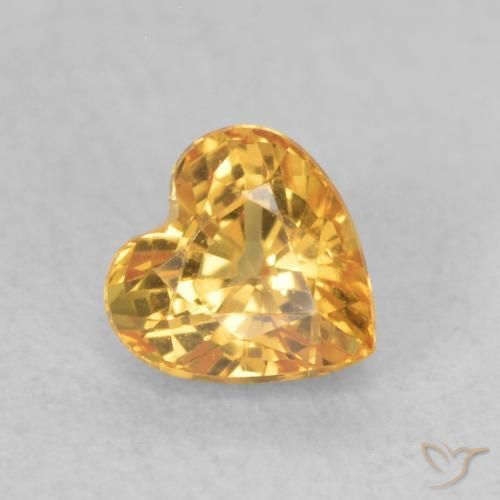 0.53 ct Golden Sapphire Stone, Natural Sapphire in Heart Facet Shape for Sale