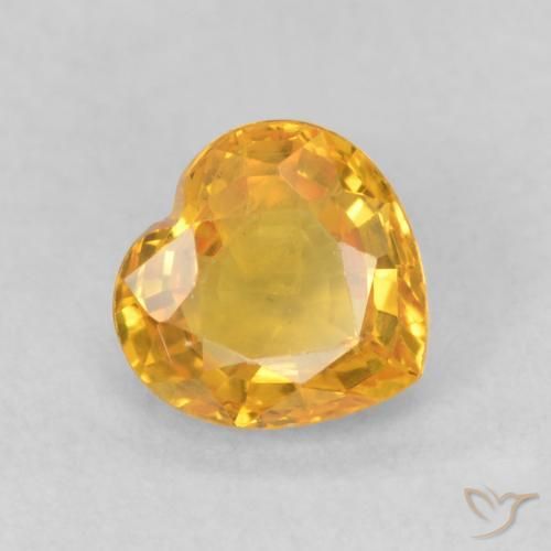 0.45 ct Golden Sapphire Stone, Natural Sapphire in Heart Facet Shape for Sale