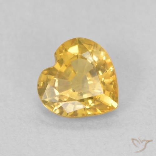 0.39 ct Golden Sapphire Stone, Natural Sapphire in Heart Facet Shape for Sale