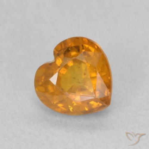 0.54 ct Golden Sapphire Stone, Natural Sapphire in Heart Facet Shape for Sale